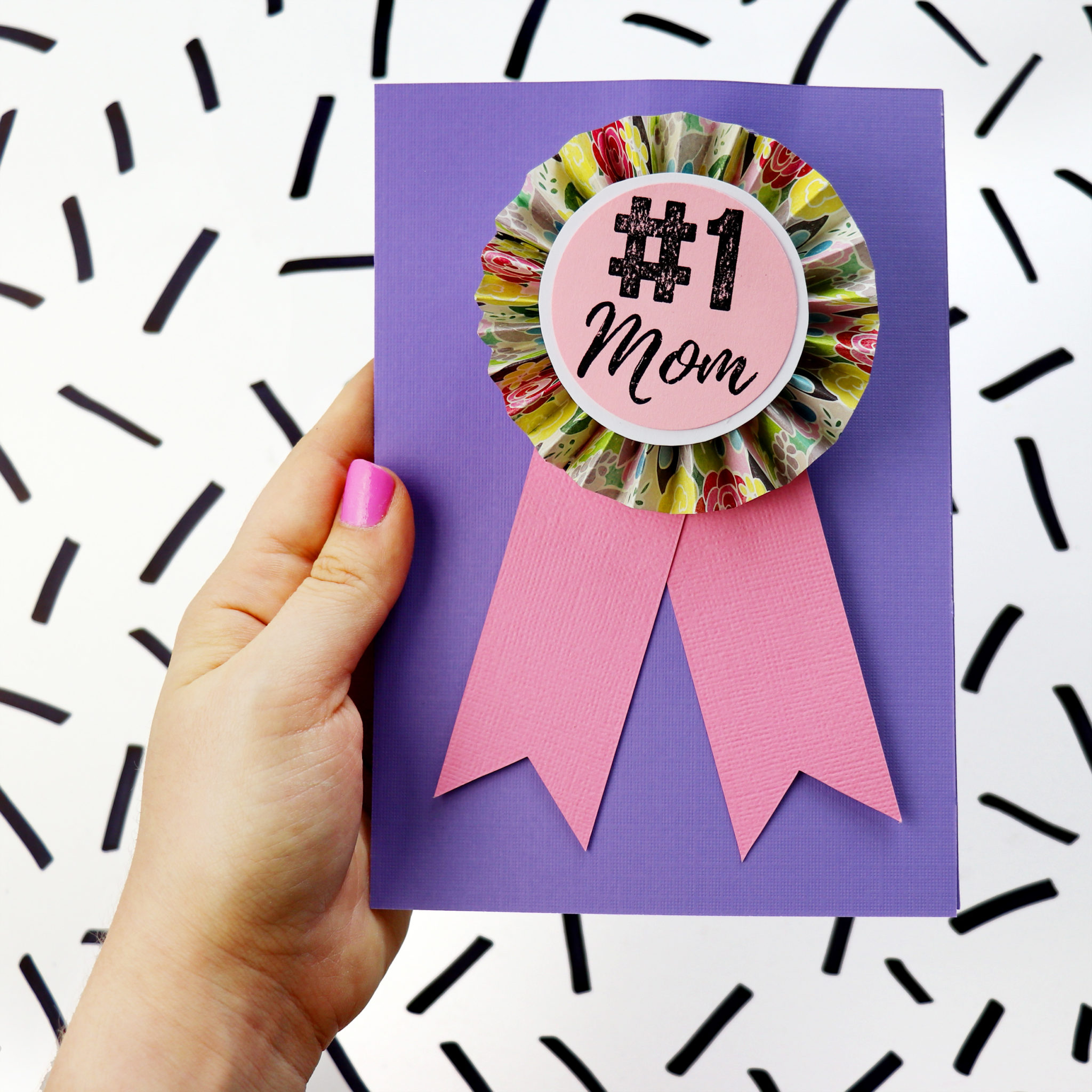 DIY #1 Mom Paper Medallion Mother's Day Card - Karen Kavett