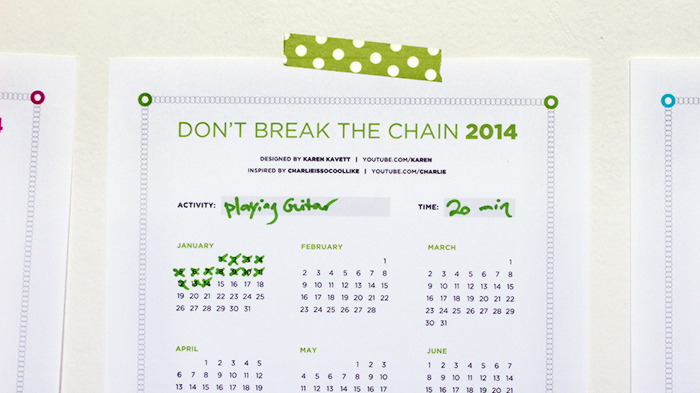 Don't Break the Chain Calendar 2014 - Karen Kavett