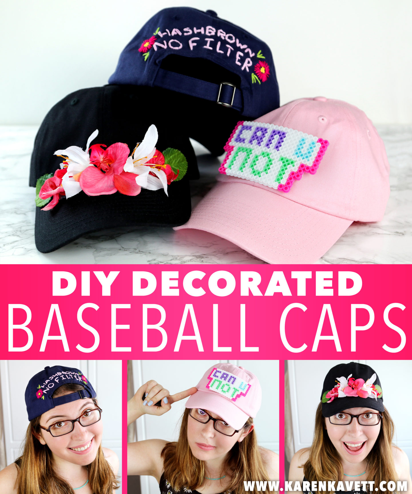 3 Ways to Decorate Baseball Caps Karen Kavett