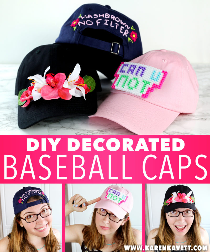 3 Ways to Decorate Baseball Caps - Karen Kavett