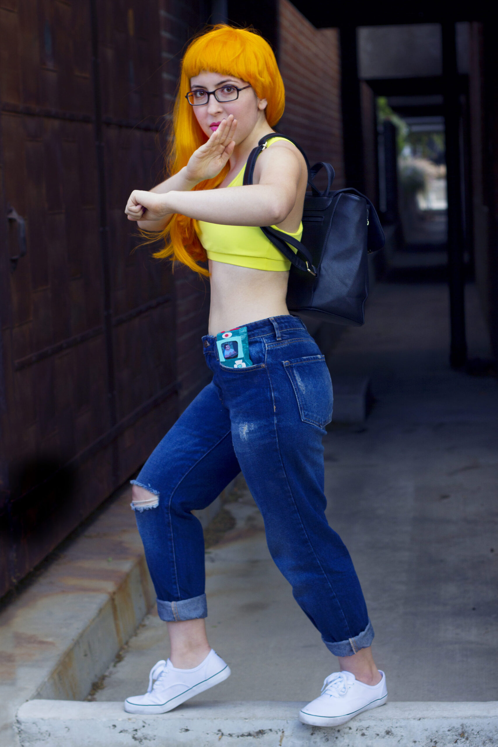 Kim Possible DIY Costume Fighting Stance