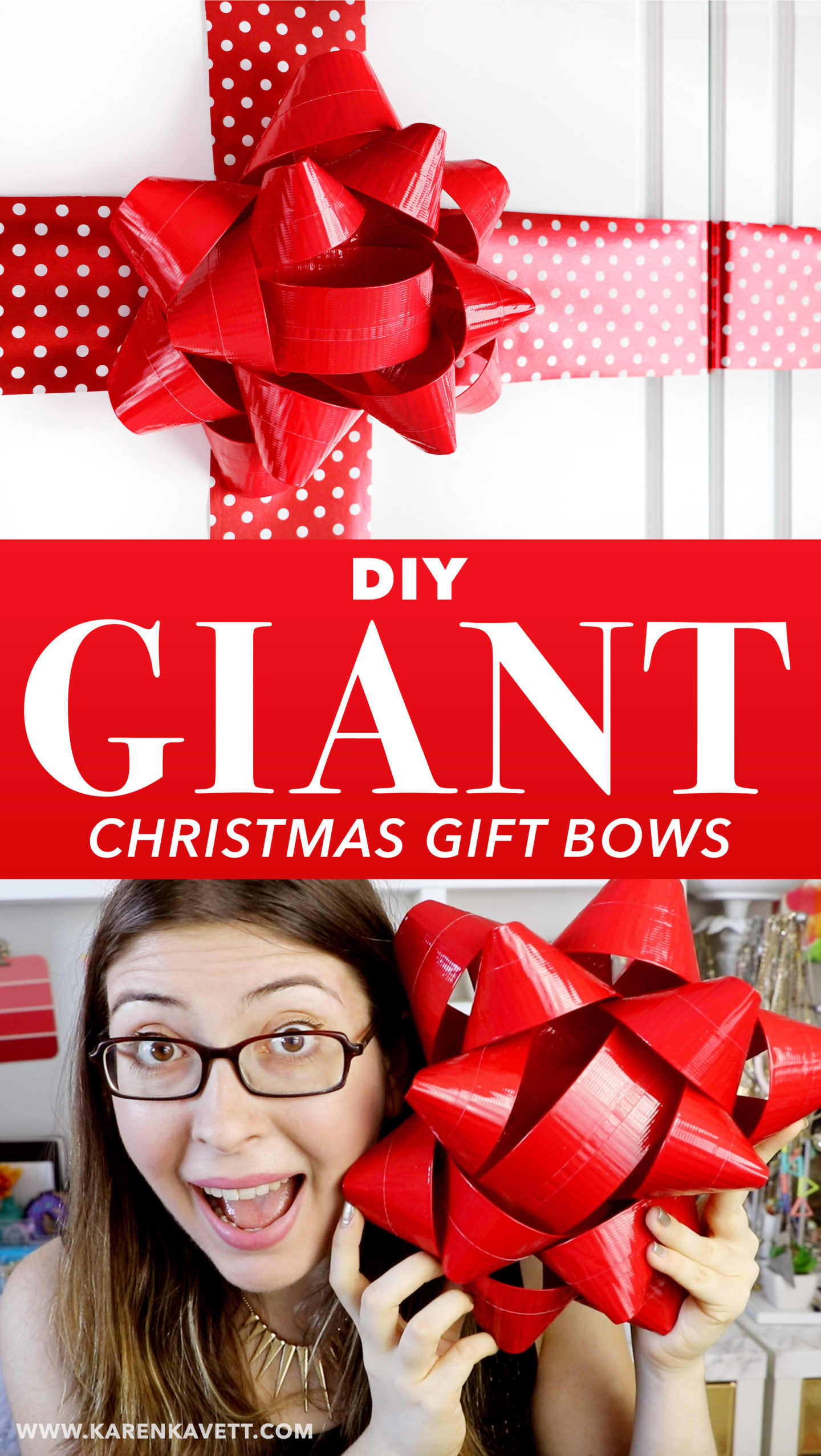 DIY Giant Christmas Gift Bows - Karen Kavett