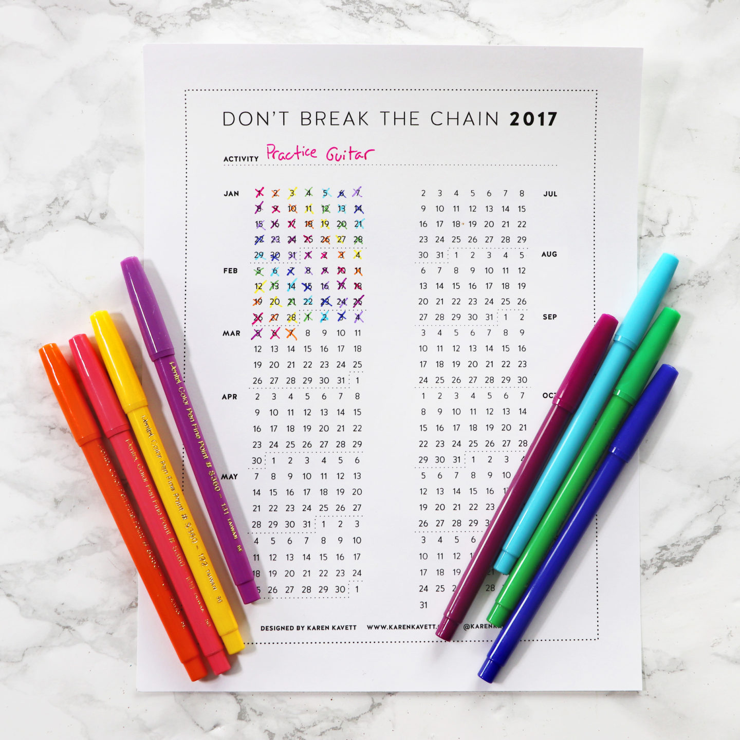 Don't Break the Chain Calendar 2017 ~ Free Motivational Tool Printable ...