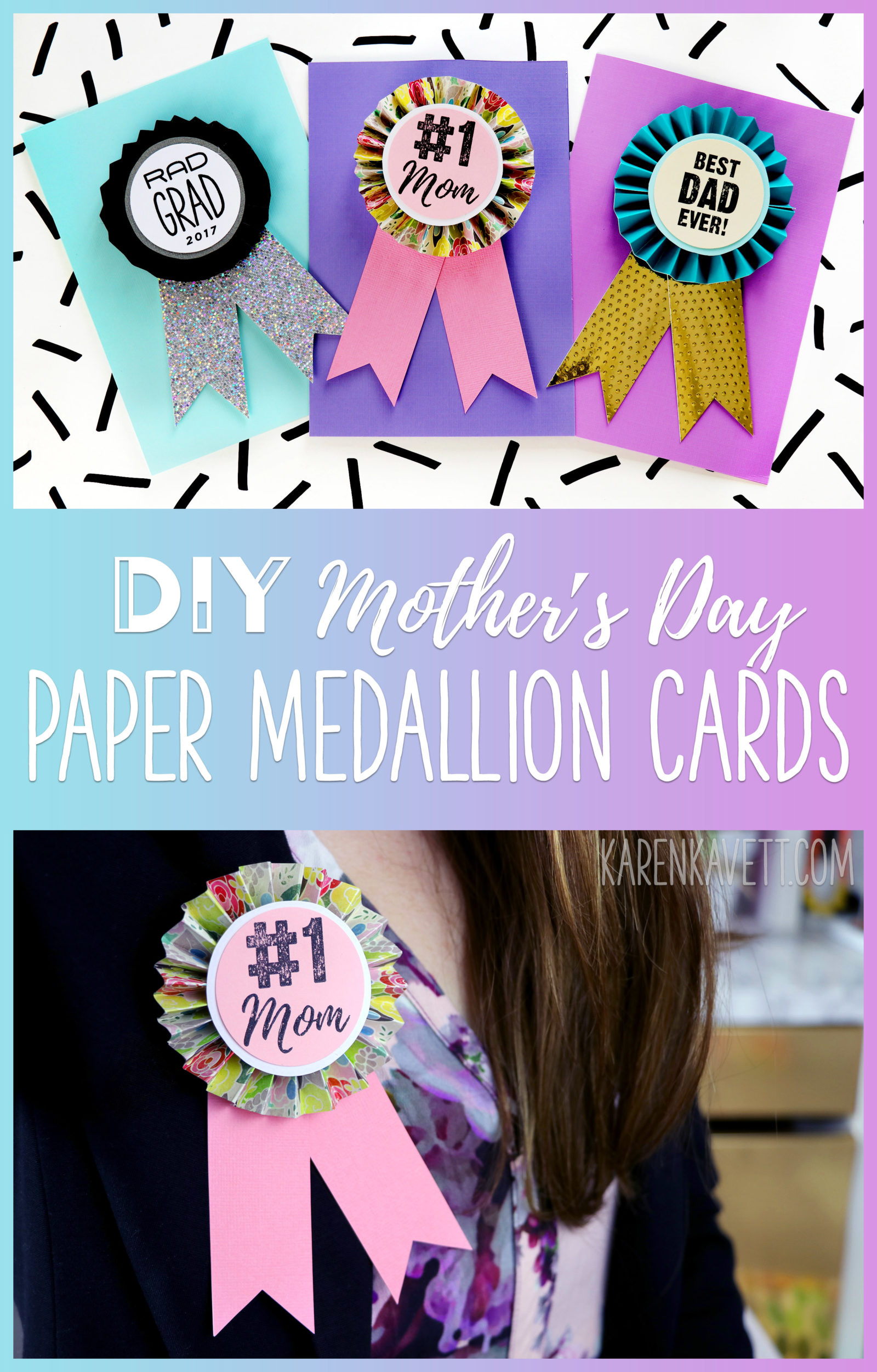 Diy 1 Mom Paper Medallion Mothers Day Card Karen Kavett