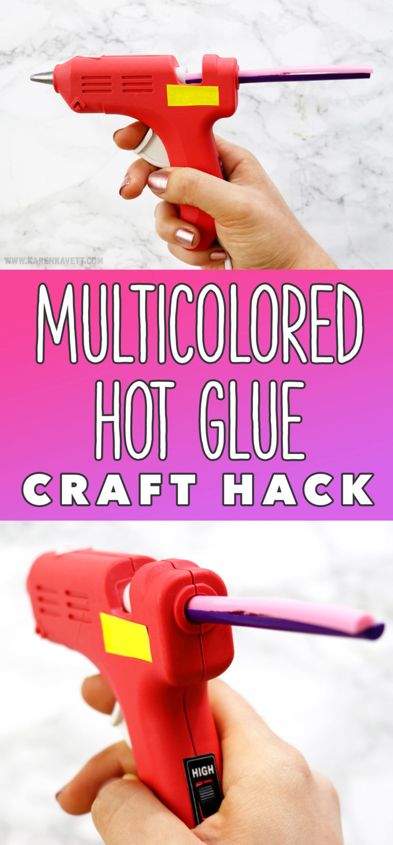 Diy Multicolored Hot Glue Gun Craft Hack Karen Kavett