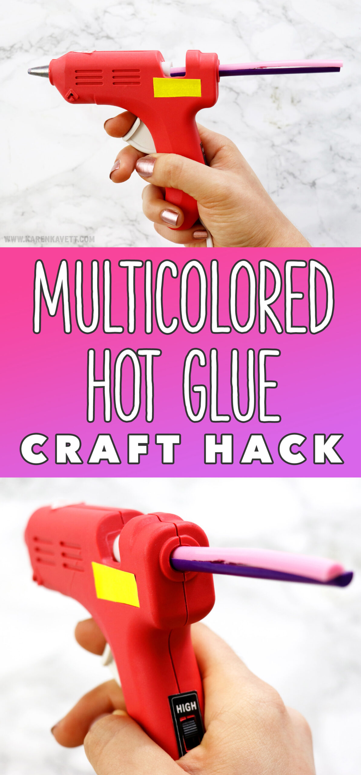 DIY Multicolored Hot Glue Gun Craft Hack - Karen Kavett