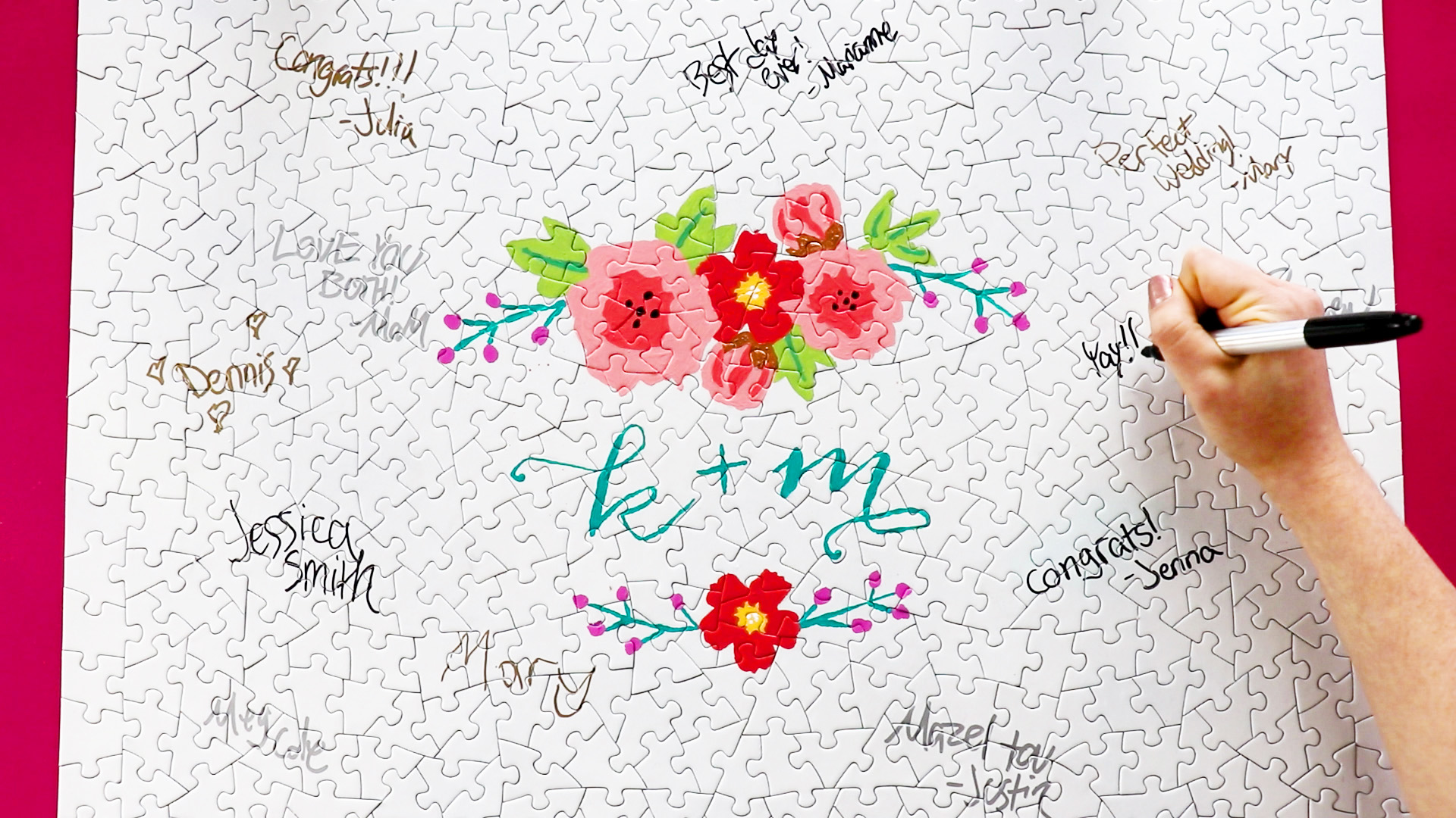 DIY Jigsaw Puzzle Wedding Guestbook - Karen Kavett