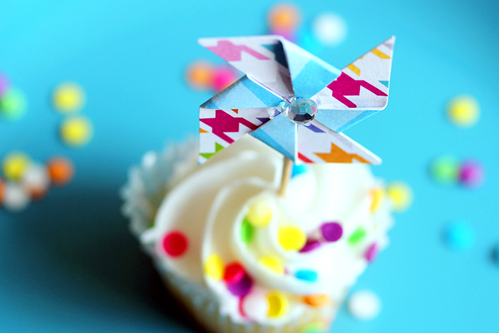 DIY Mini Pinwheel Cupcake Toppers, Cake Toppers or Swizzle Sticks